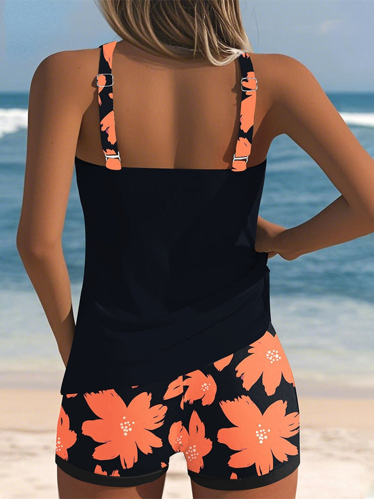 Charlotte - U-Neck Sleeveless Printed Tankini