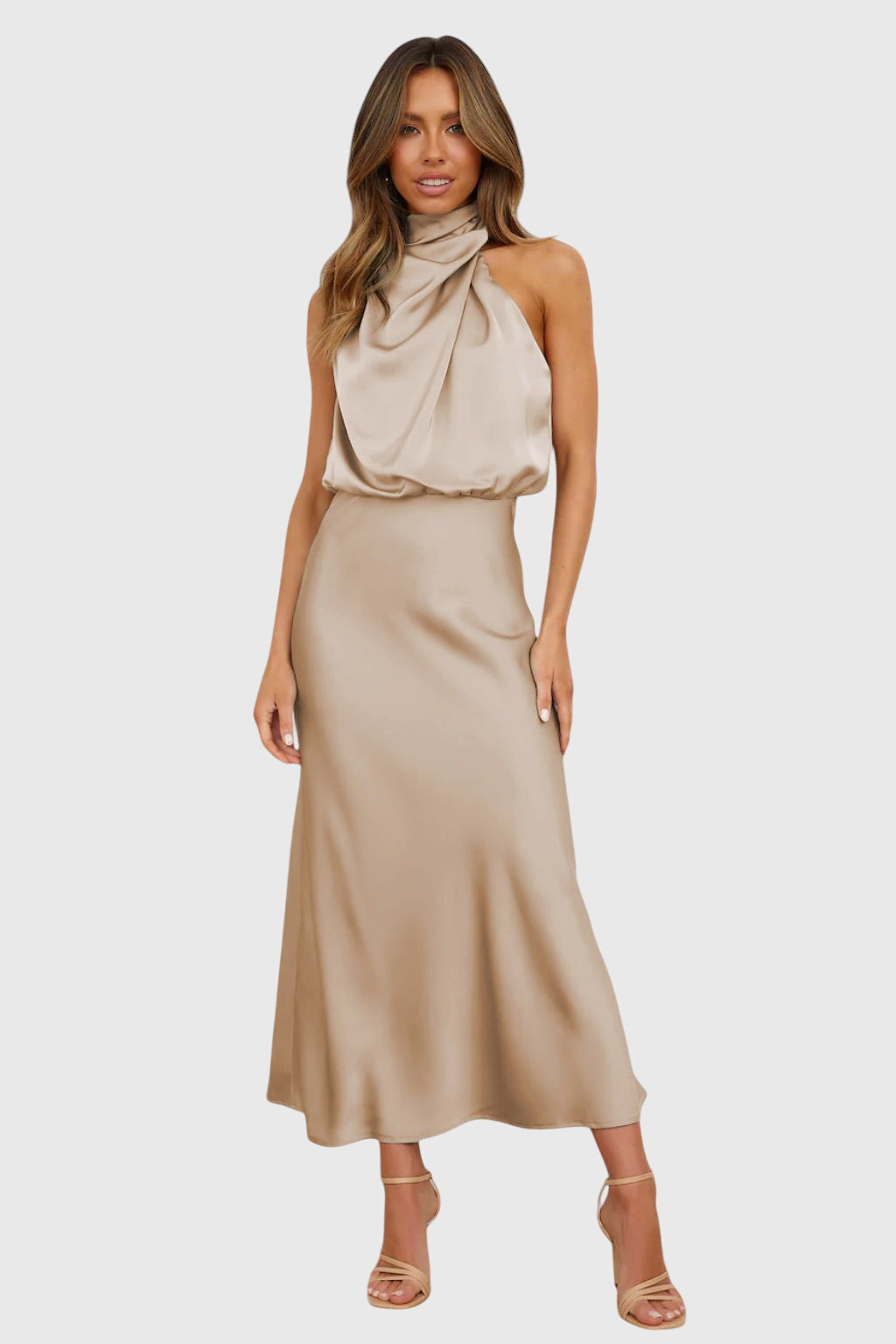Ava™ | Glamorous Satin Halter Dress